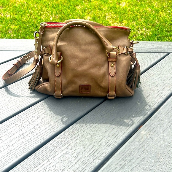 Dooney & Bourke Handbags - Dooney & Burke taupe/Olive suede satchel purse.